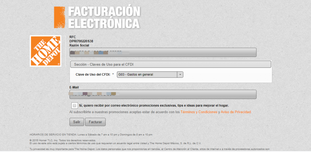 The home depot PASO 3. Llena tu información fiscal